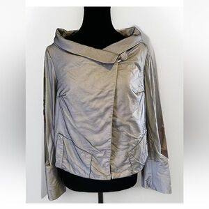 Vintage Made In Italy Jacket J.Au.G. Crop M Black Tulle Over White Cotton Retro